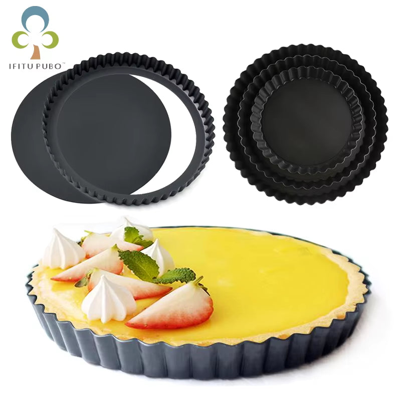 Non-Stick Tart Quiche Flan Pan Molds Pie Pizza Cake round Mould Removable Loose Bottom Fluted Heavy Duty Pie Pan Bakeware GYH