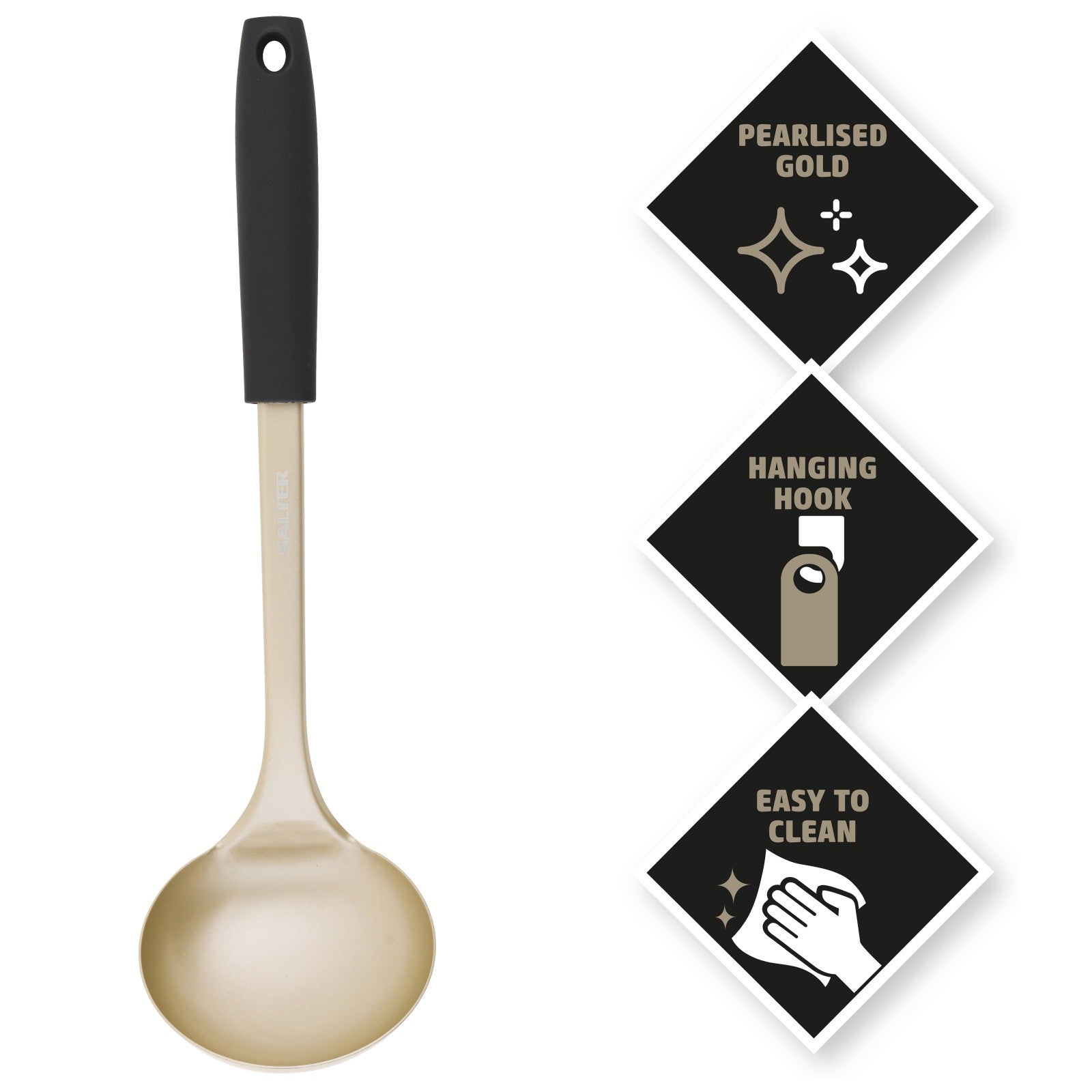 Salter Ladle Stainless Steel Spoon Kitchen Utensil Hanging Hook Olympus Gold
