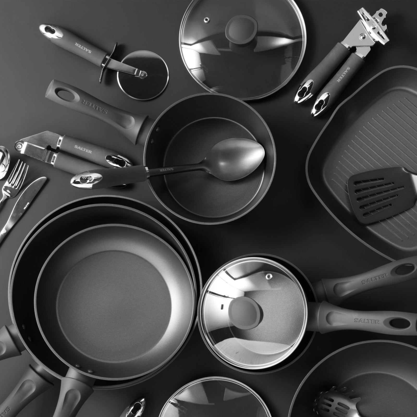 Salter Solid Spoon Serve Cooking Kitchen Utensil Nonstick Easy Clean Cosmos Grey