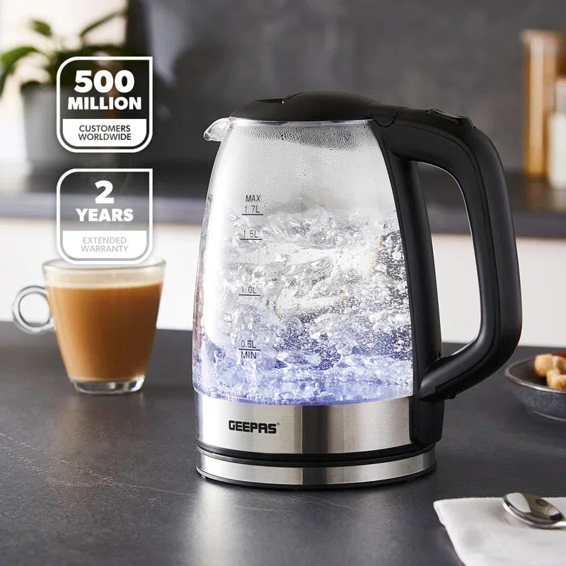 Illuminating Electric Glass Kettle 1.7L Cordless Jug Kettle with Stainless Steel Heating Element 2200W