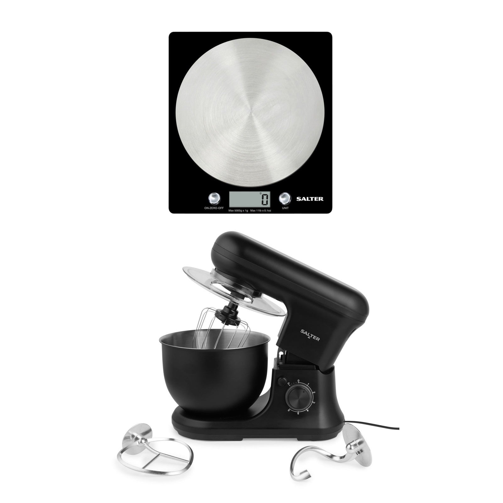 Salter Digital Kitchen Scale & Stand Mixer Stainless Steel for Cooking/Baking
