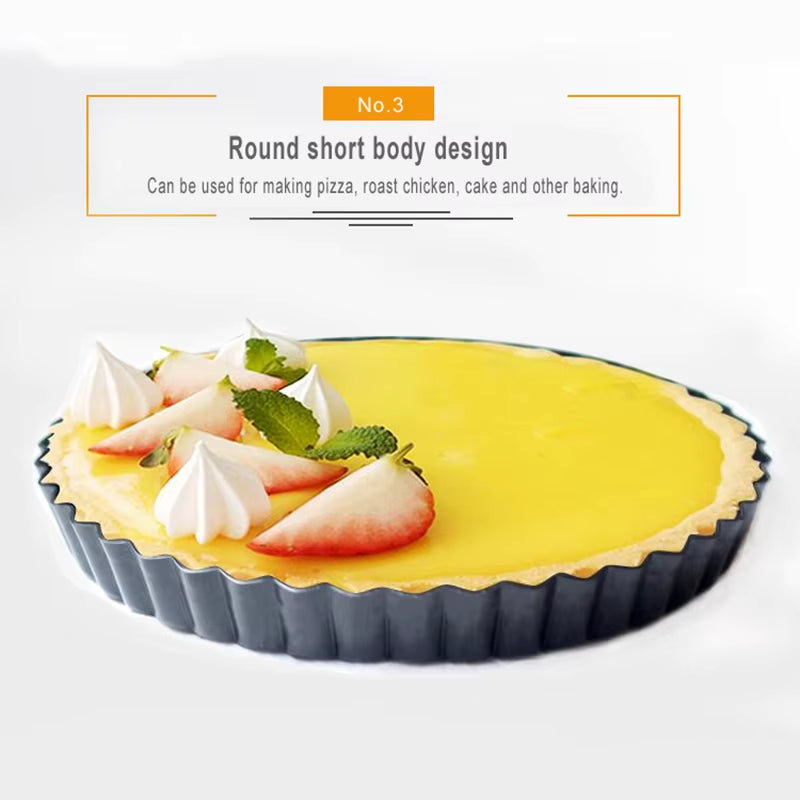 Non-Stick Tart Quiche Flan Pan Molds Pie Pizza Cake round Mould Removable Loose Bottom Fluted Heavy Duty Pie Pan Bakeware GYH