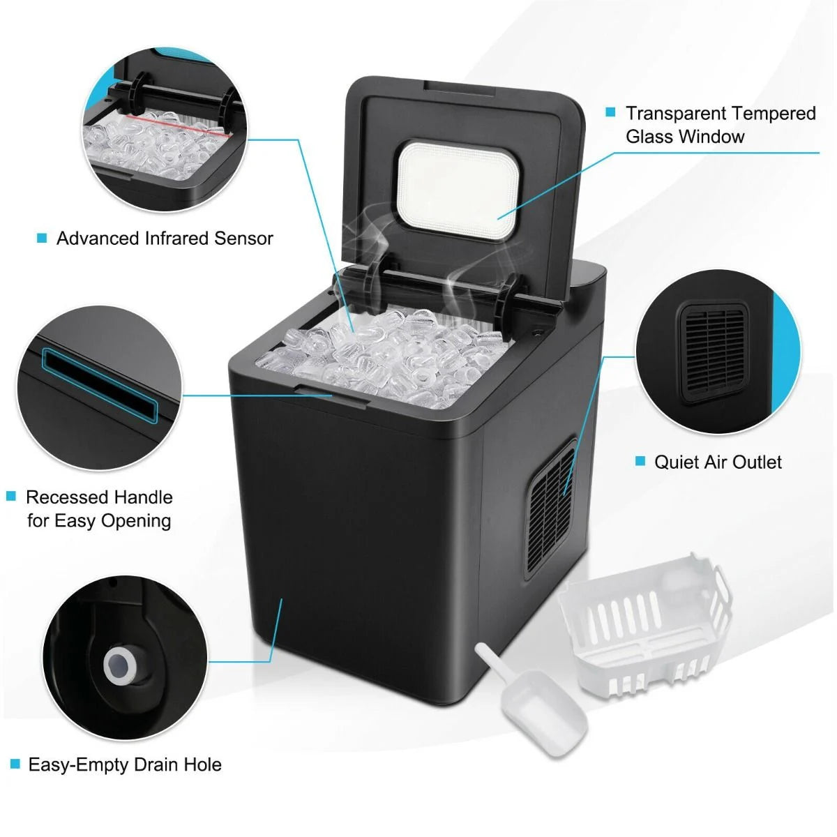 15KG/24H Countertop Ice Making Machine with Auto Clean
