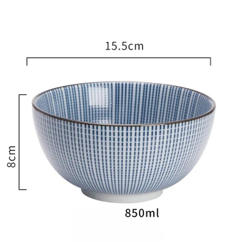 Japanese Classical Ceramic Bowls Tableware Kitchen Soup Noodle Rice Bowl Big Ramen Bowl Spoon and Teacup