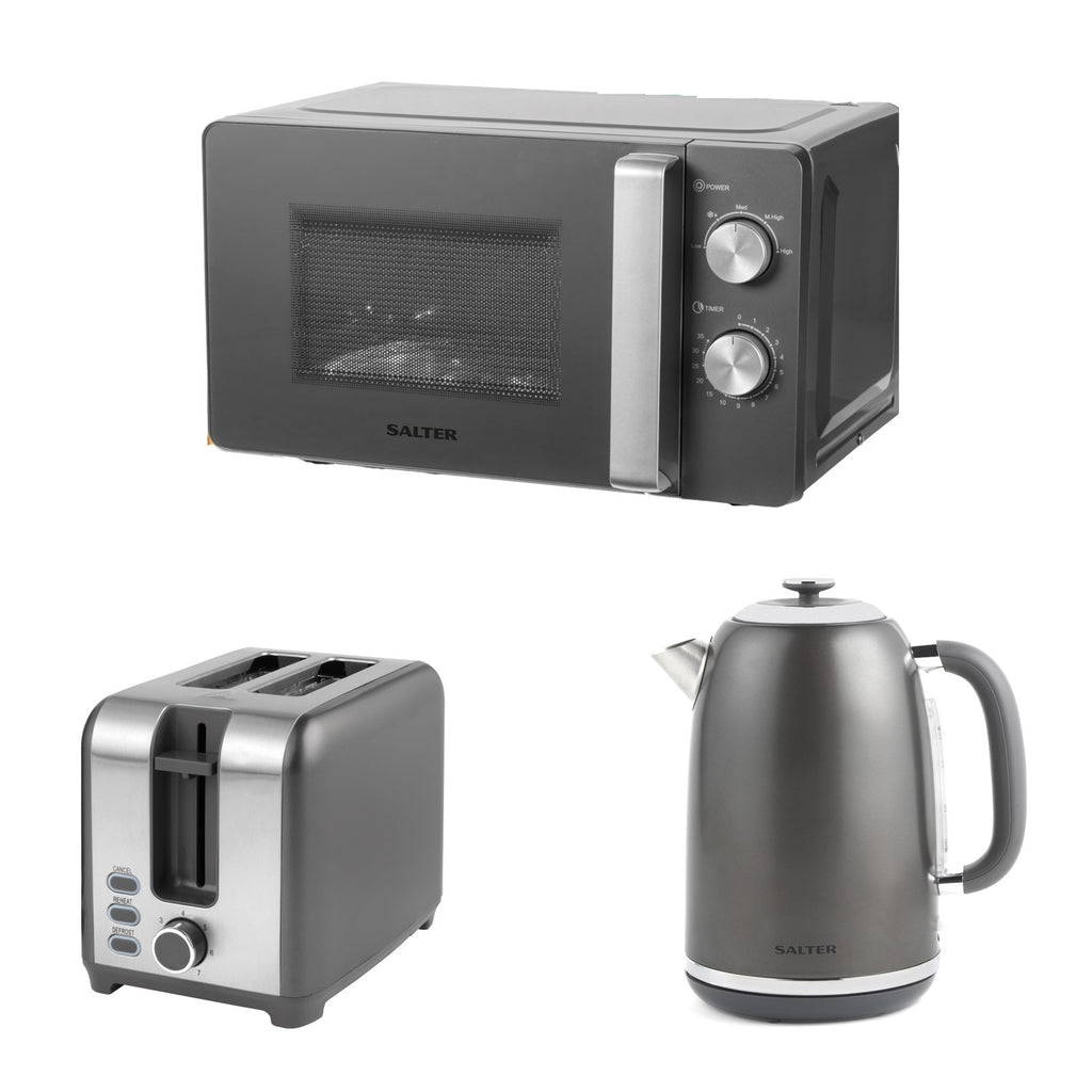 Salter Cosmos Kettle Toaster Microwave Set Kitchen Countertop Fast Boil 2-Slice