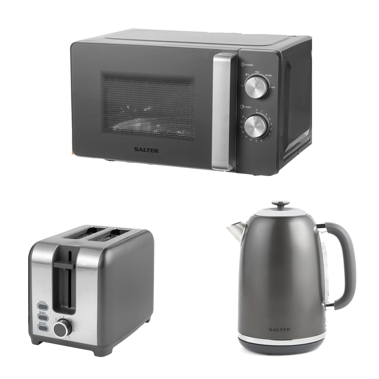 Salter Cosmos Kettle Toaster Microwave Set Kitchen Countertop Fast Boil 2-Slice