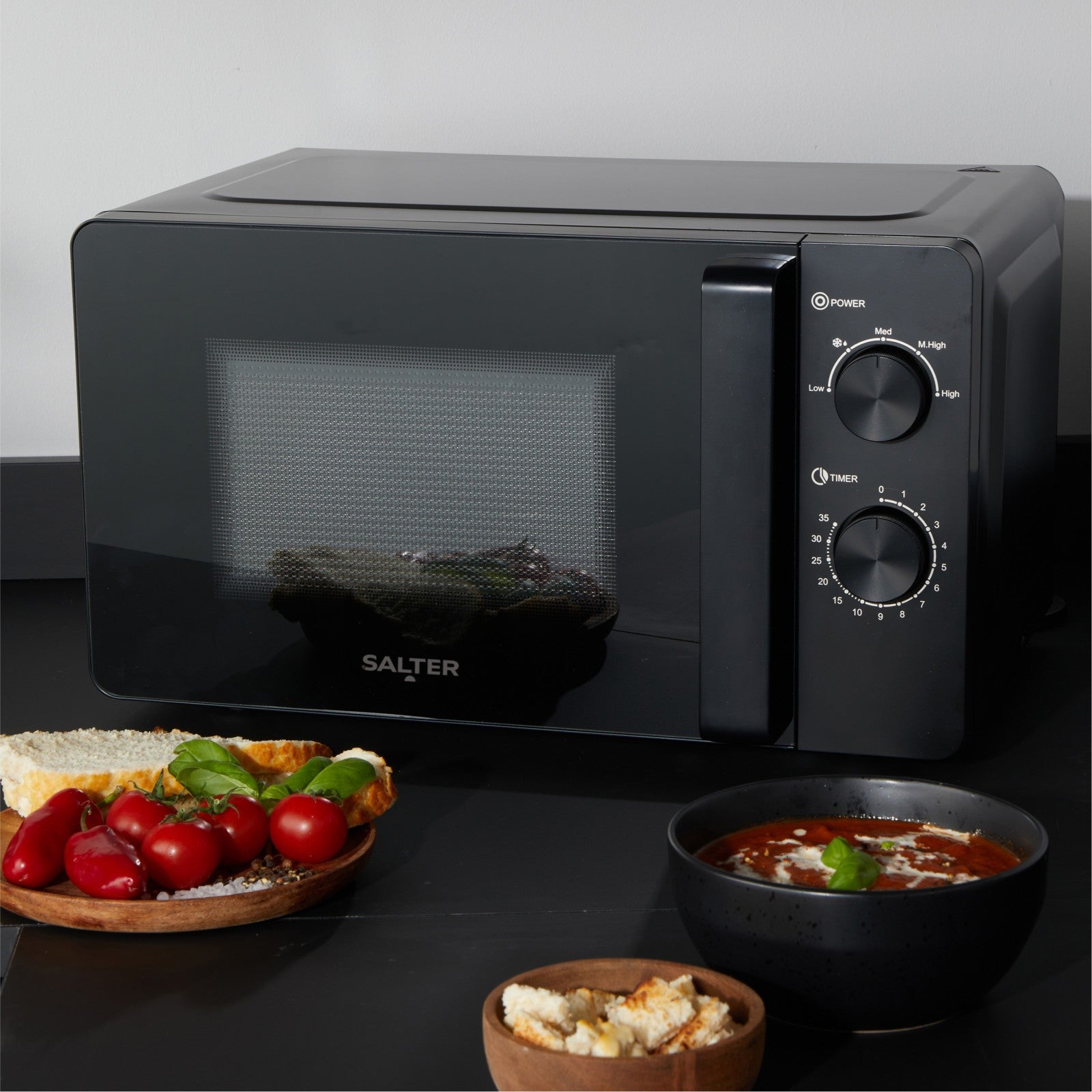 Salter 20 L Manual Microwave 35-Min Timer 27Cm Turntable Even Cook Kuro Black