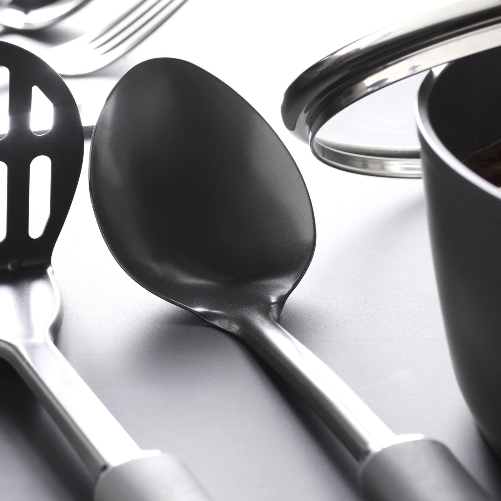 Salter Solid Spoon Serve Cooking Kitchen Utensil Nonstick Easy Clean Cosmos Grey