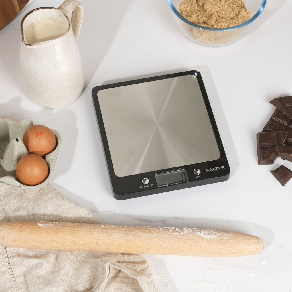 Salter Kitchen Scale Digital Stainless Steel Platform Cooking Scale Black Evo