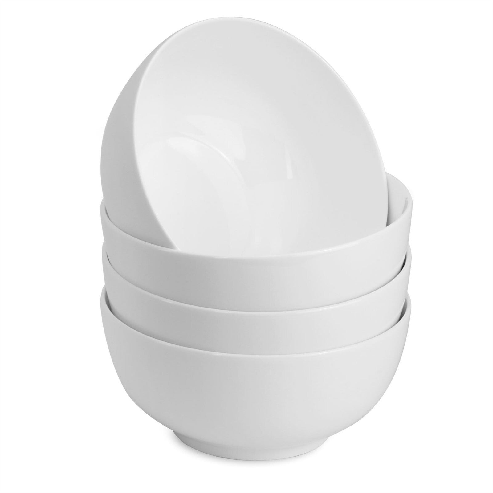 White Porcelain Bowls 600Ml - Set of 4 | Breakfast, Soup, Noodles | M&W