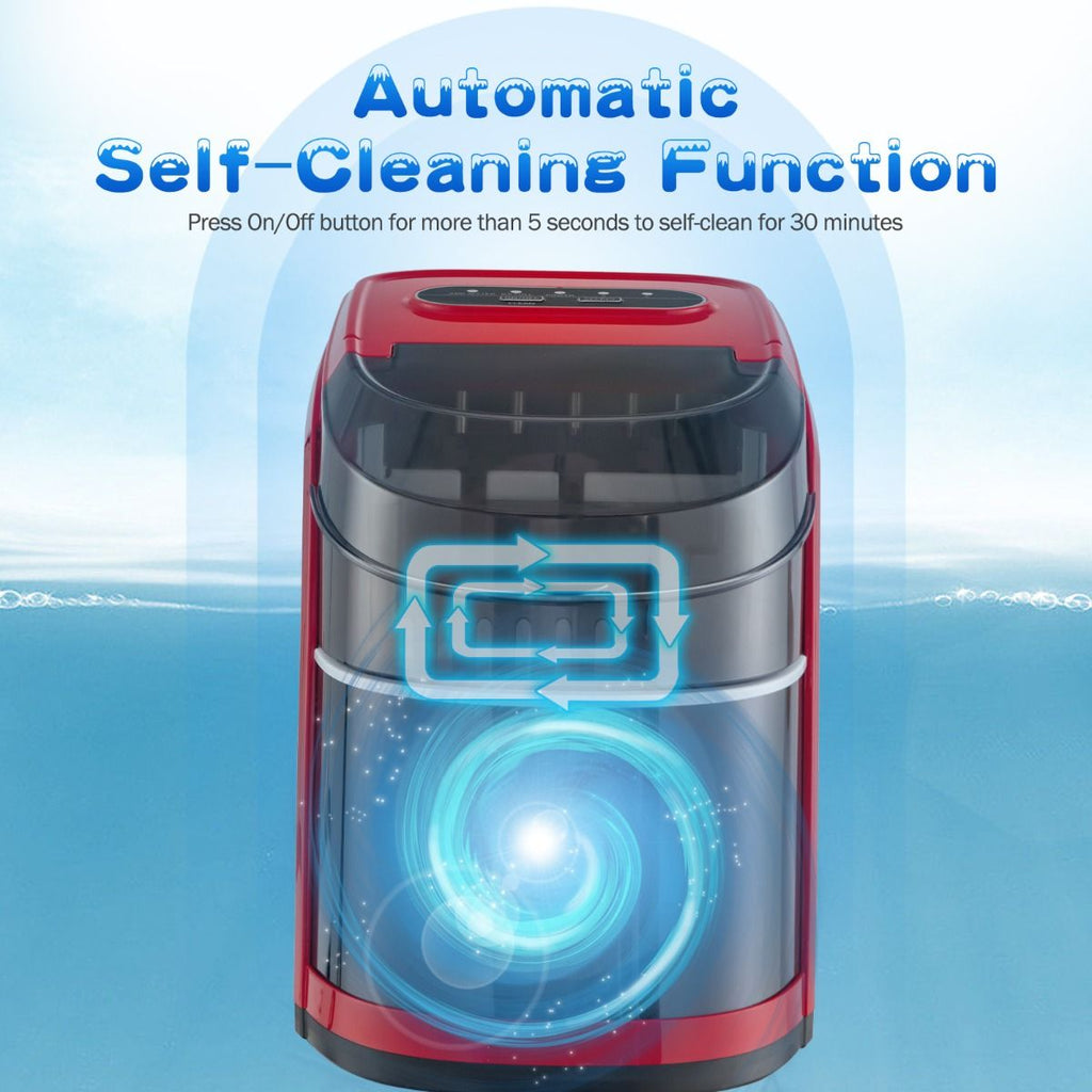 Portable Countertop Ice Maker with Ice Scoop and Basket
