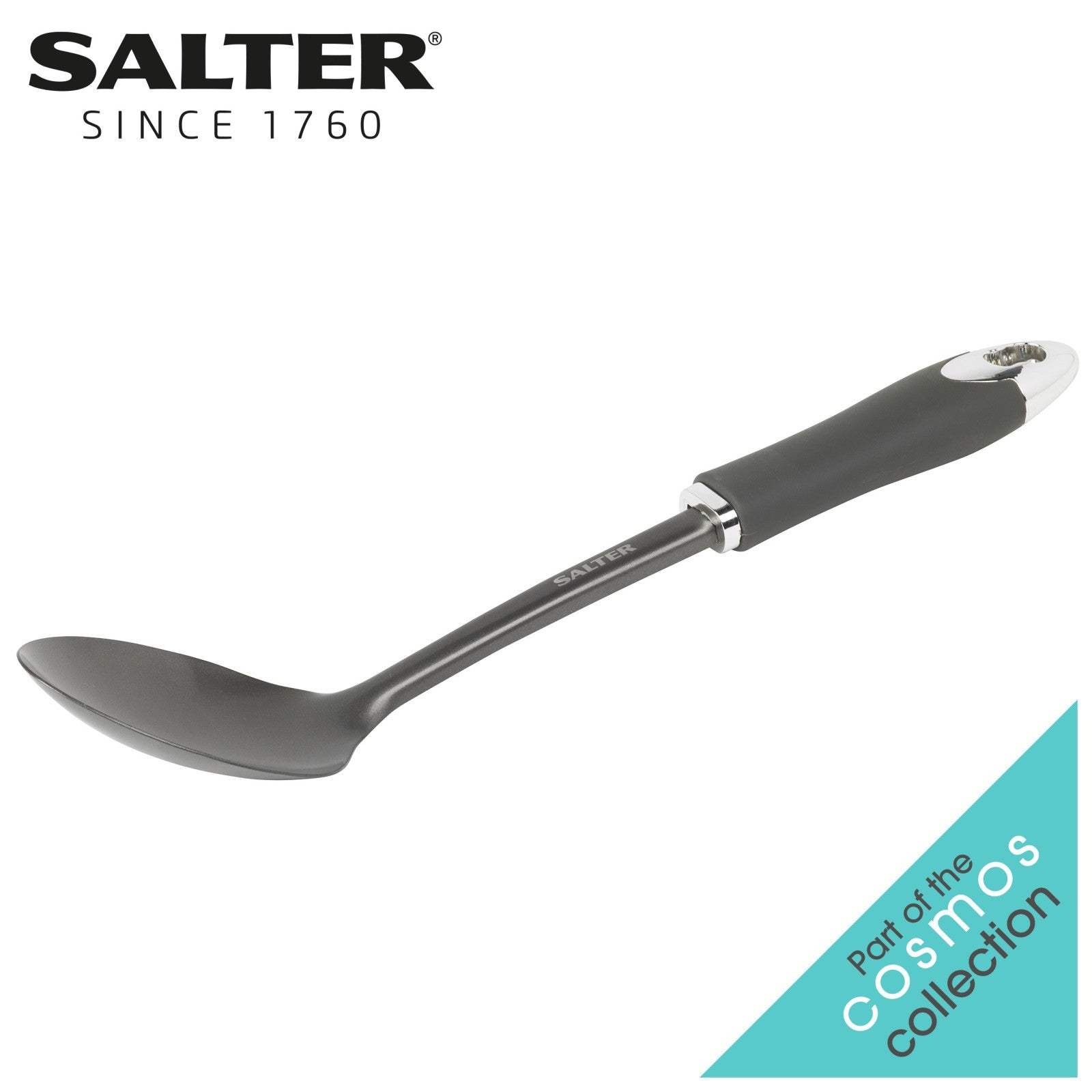 Salter Solid Spoon Serve Cooking Kitchen Utensil Nonstick Easy Clean Cosmos Grey