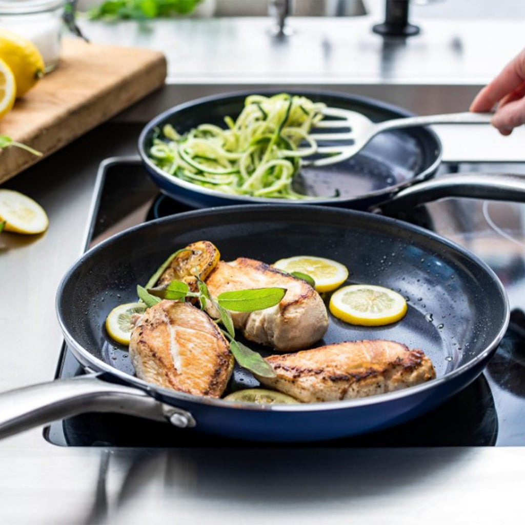 Blue Diamond 5-Piece Cookware Set Durable Ceramic Pfas-Free Non-Stick (Open Box)