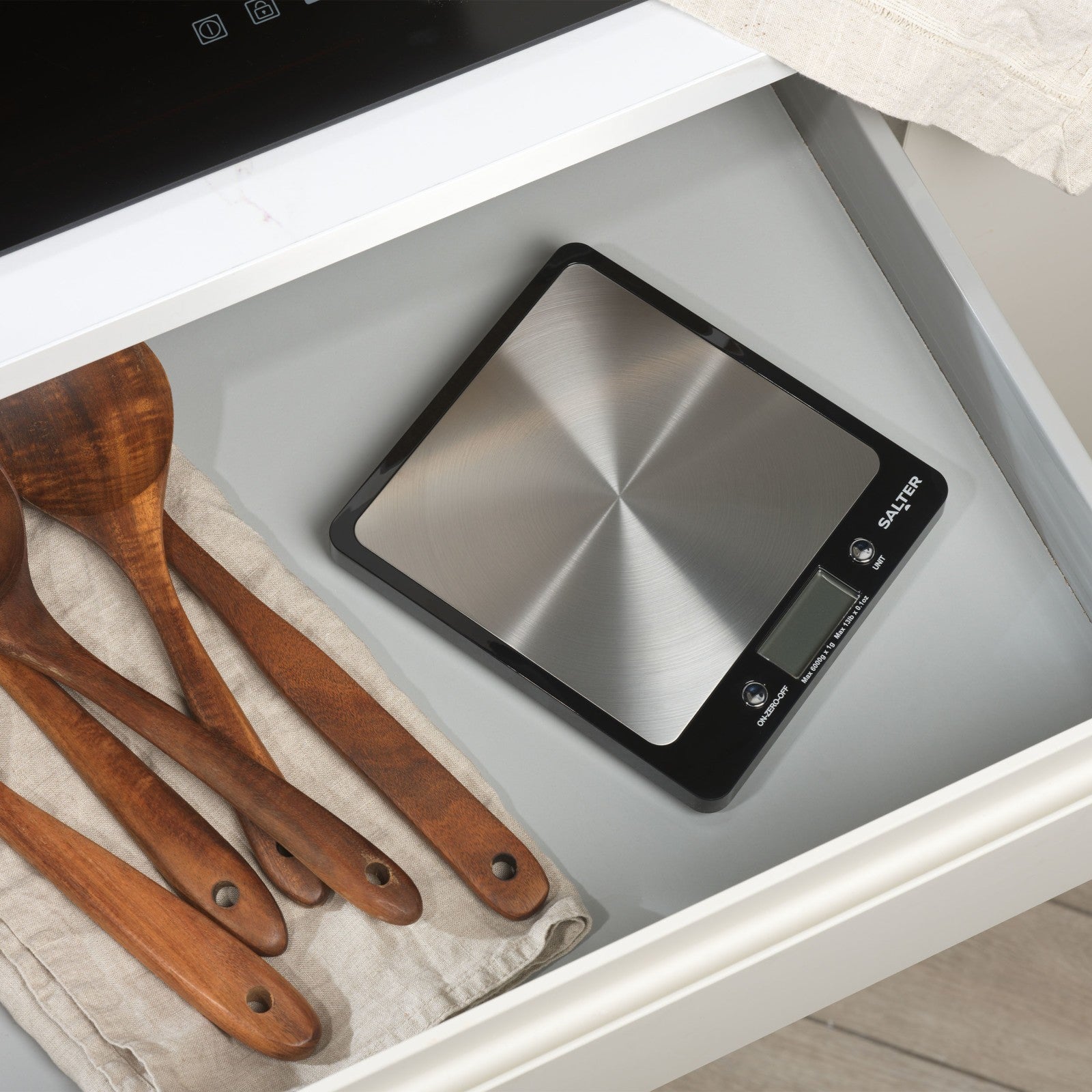 Salter Kitchen Scale Digital Stainless Steel Platform Cooking Scale Black Evo