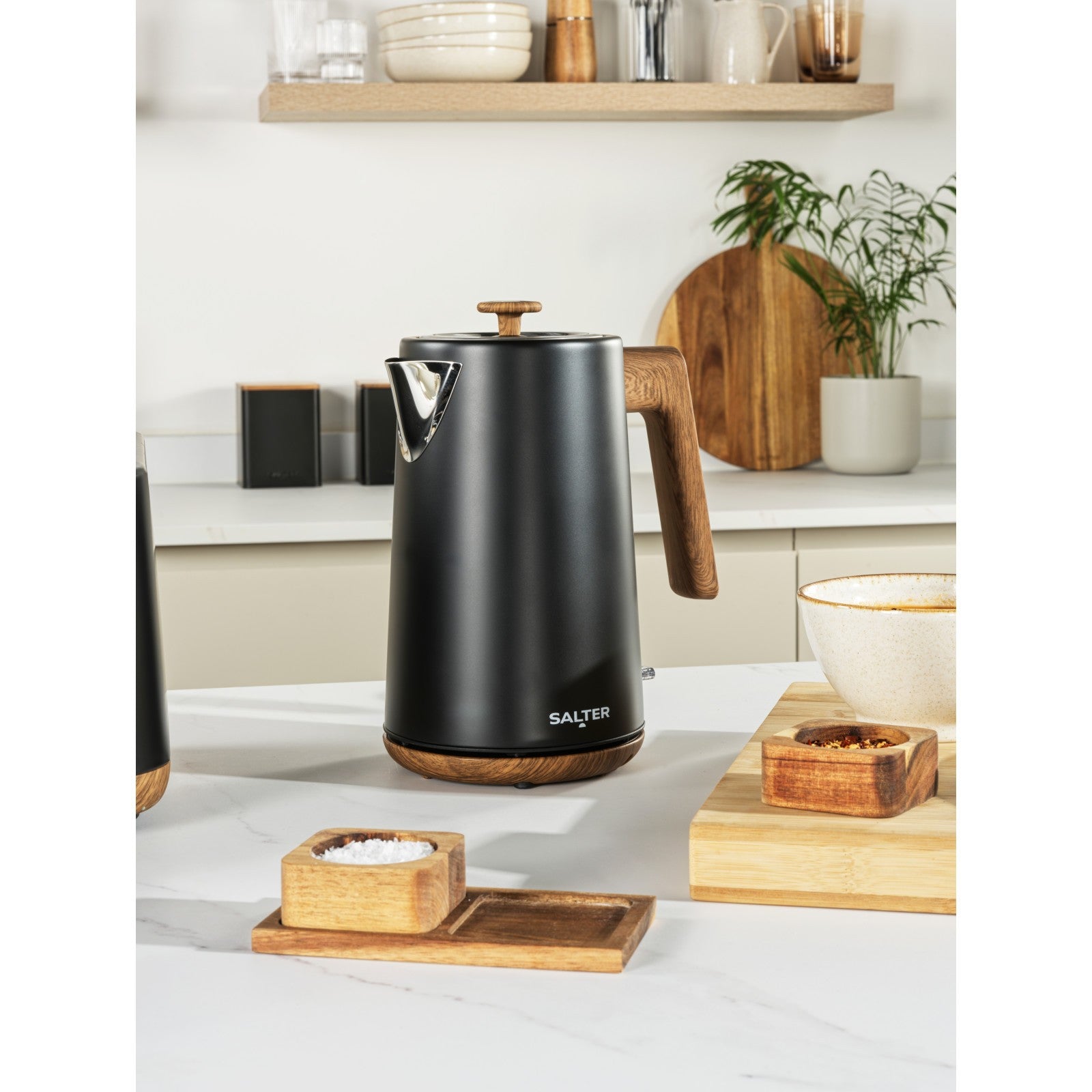 Salter Toronto Kettle Toaster Microwave Set 1.7L Fast Boil 4 Wide Slot Black
